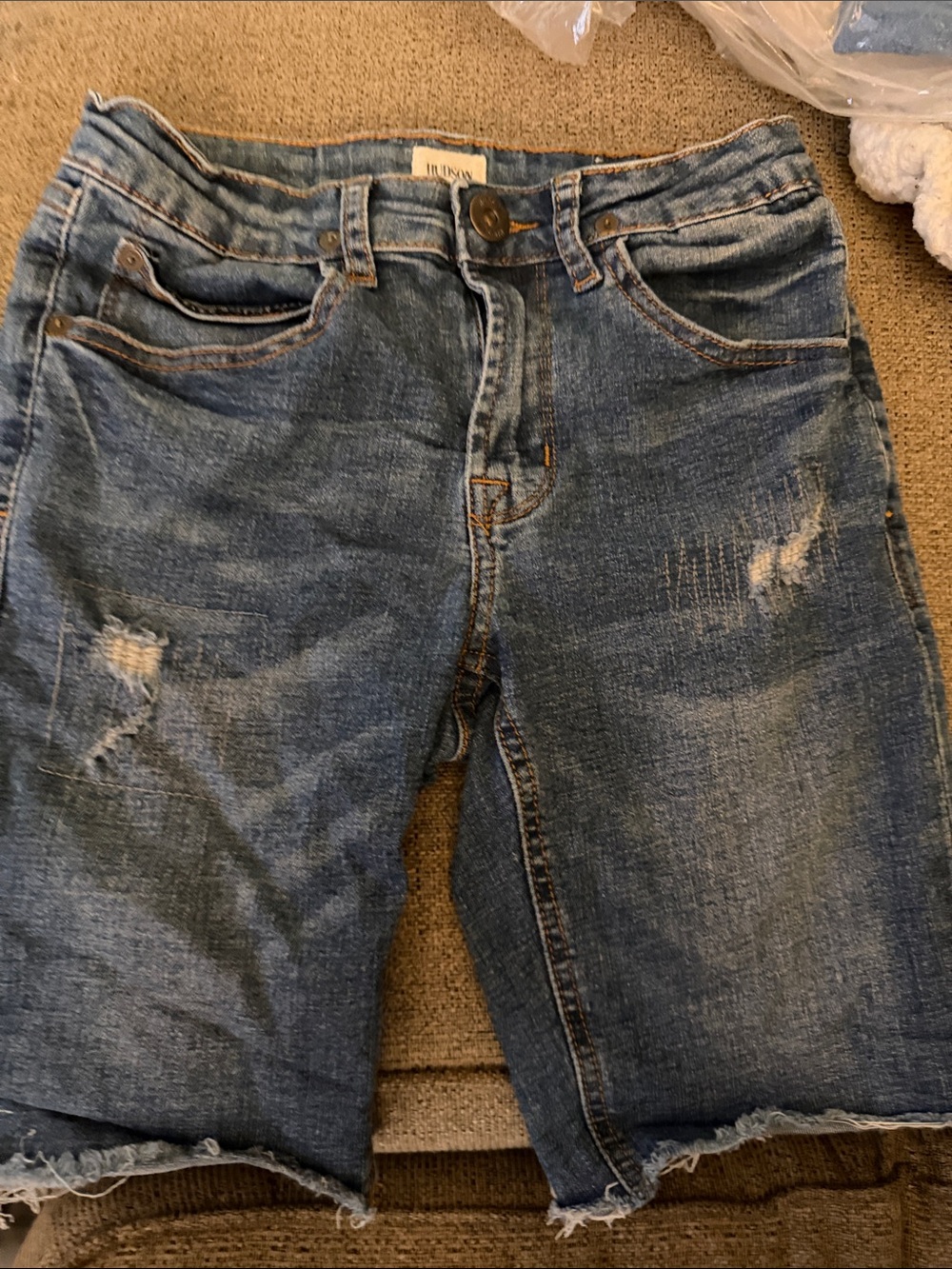 Hudson Jeans Men's Relaxed Blue Distressed Denim Shorts